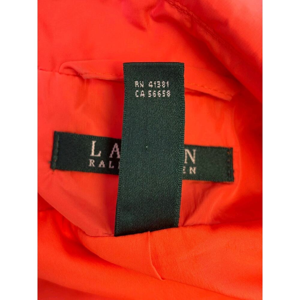 Lauren Ralph Lauren Trench Button Rain Coat Womens Size M Orange Lined - Picture 4 of 9
